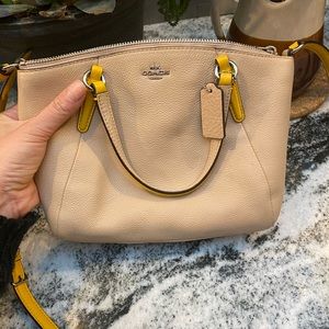 Mustard yellow and Cream Coach Crossbody Bag